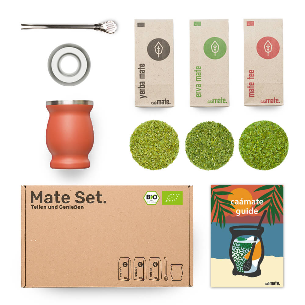 Mate Tee Set Edelstahl Matebecher rot Balance Einsatz caámate