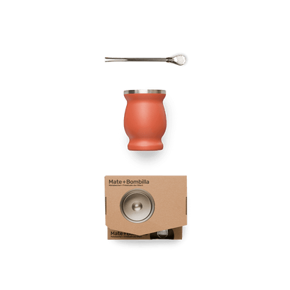 Edelstahl-Matebecher rot mit Bombilla